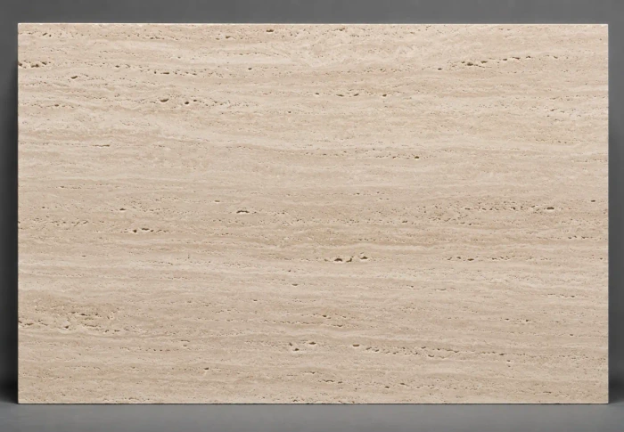 Travertine stone texture, warm porous horizontal striation