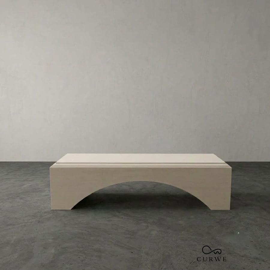 Archo white sandstone arched outdoor bench