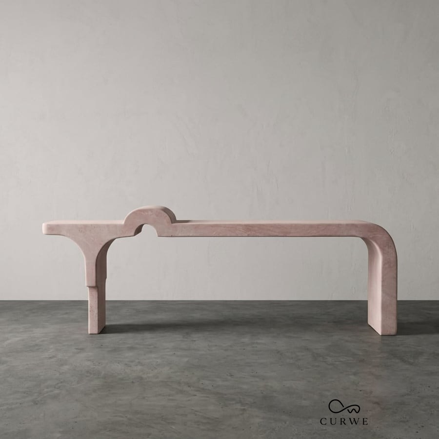 Dune long low red sandstone console table