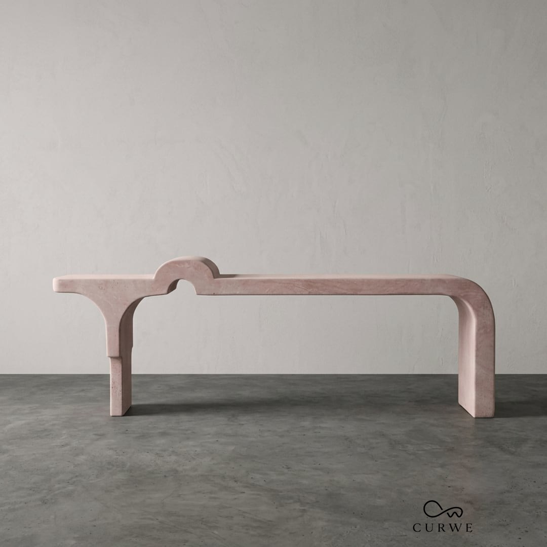 Dune long low red sandstone console table