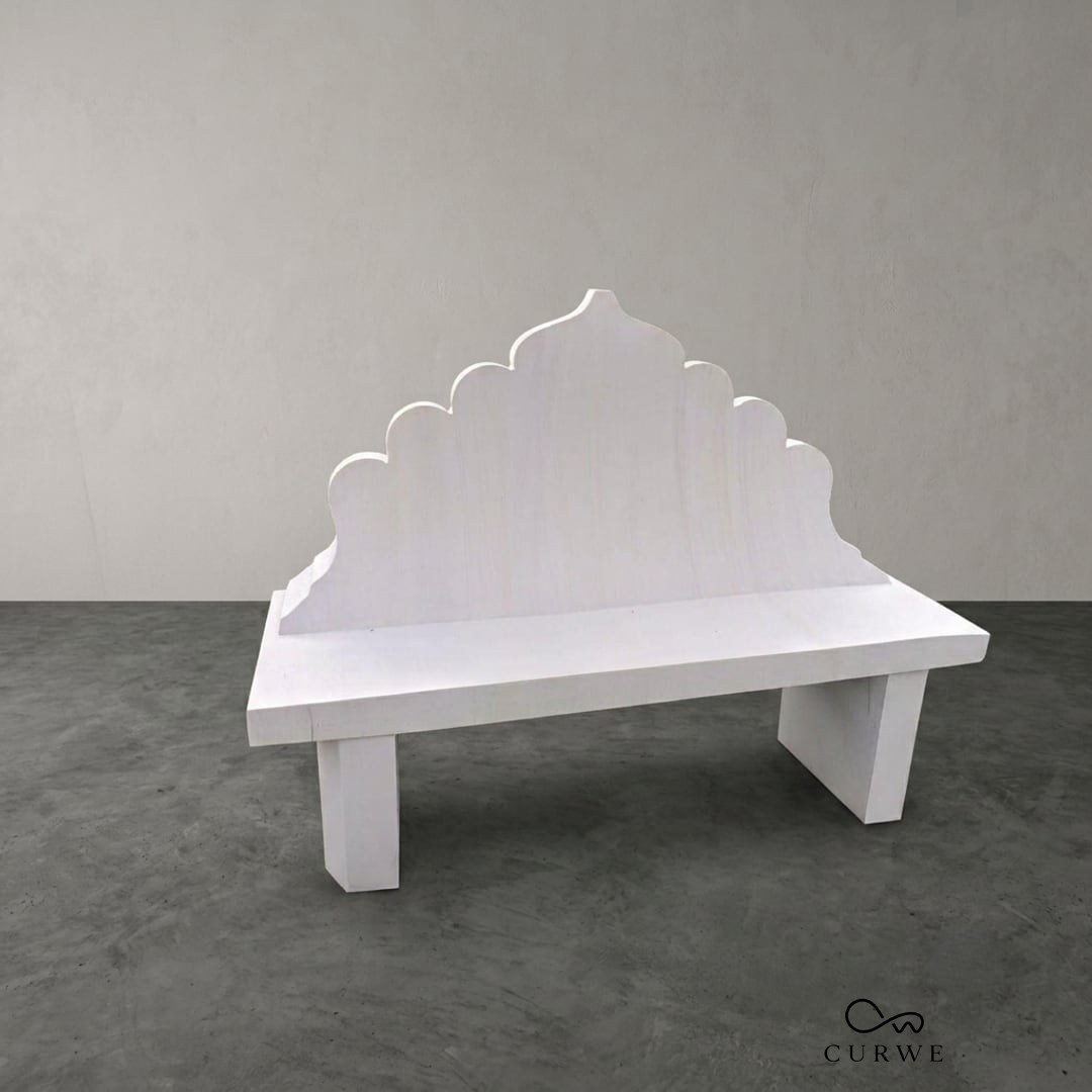 Mehrab sandstone bench with an arched, niche-crowned backrest