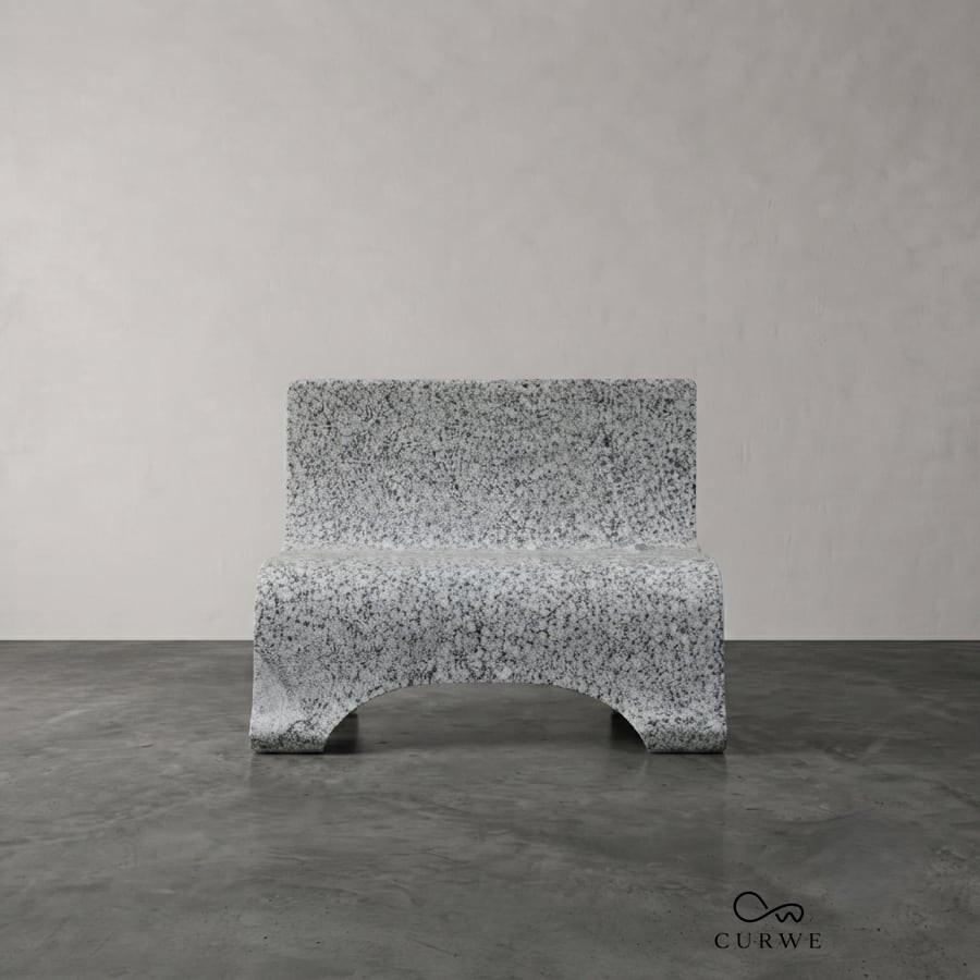 Mono speckled grey granite sculptural lounge chair