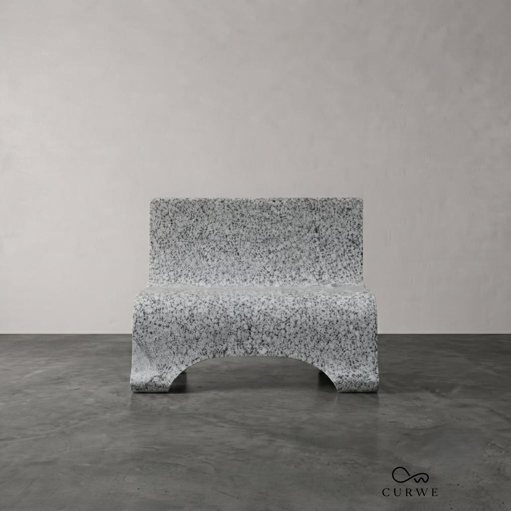 Mono speckled grey granite sculptural lounge chair