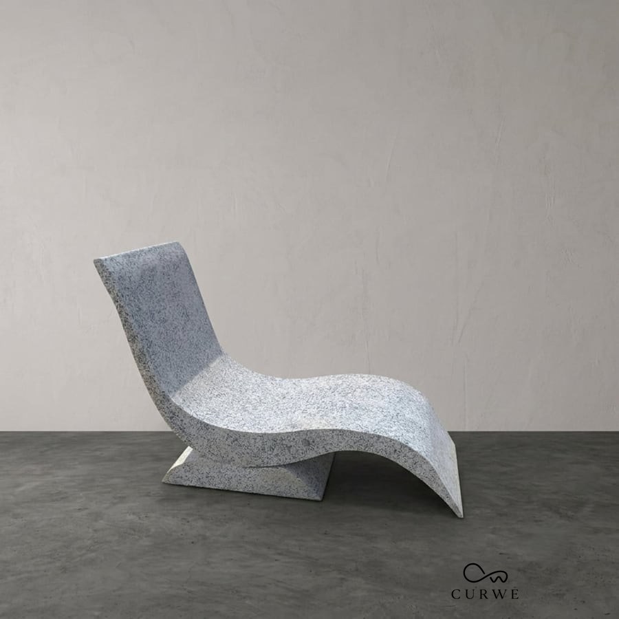 Nova speckled grey granite wave-shaped lounge chair