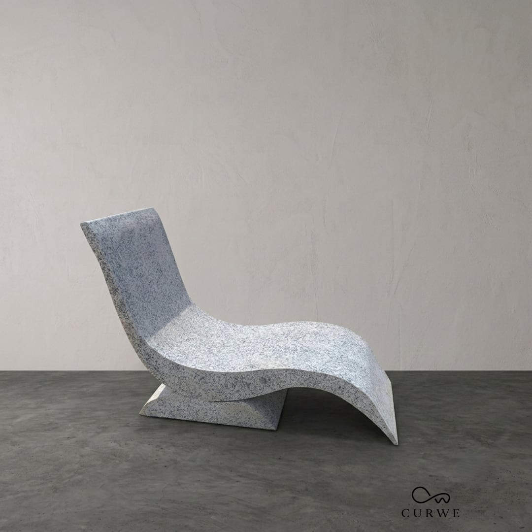 Nova speckled grey granite wave-shaped lounge chair