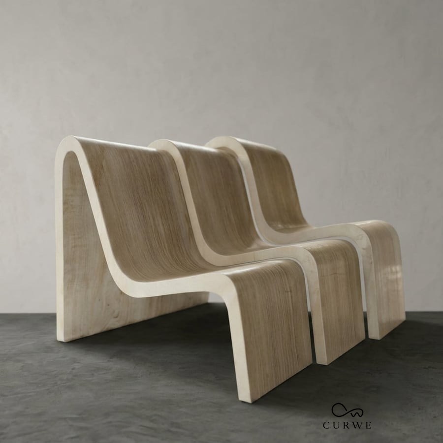 Rail wave-form sandstone lounge chair