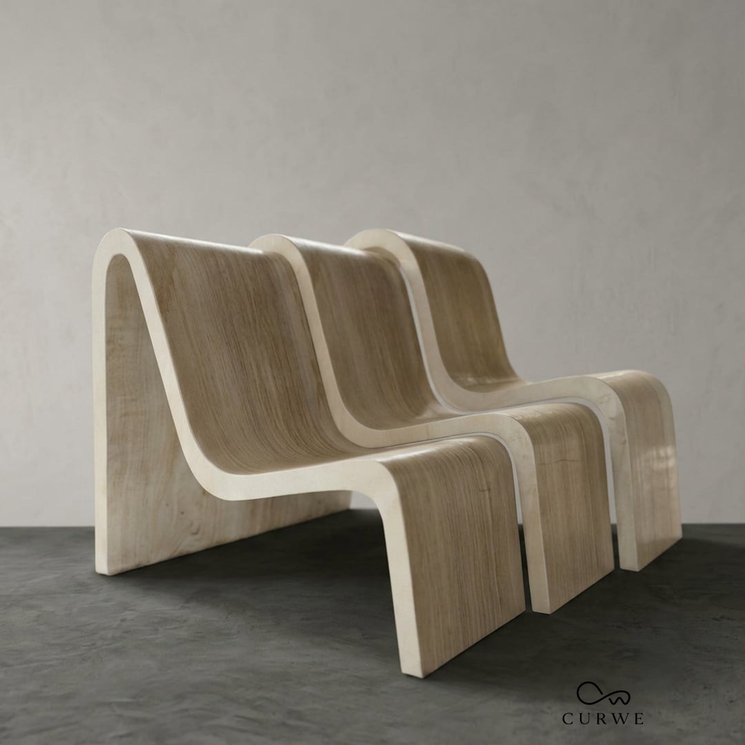 Rail wave-form sandstone lounge chair