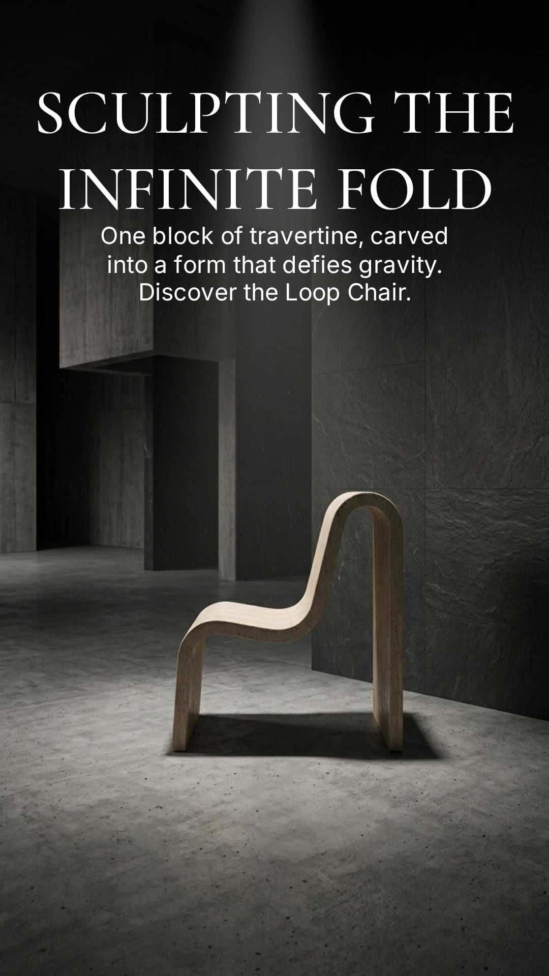 Loop Chair in a dark stone corridor
